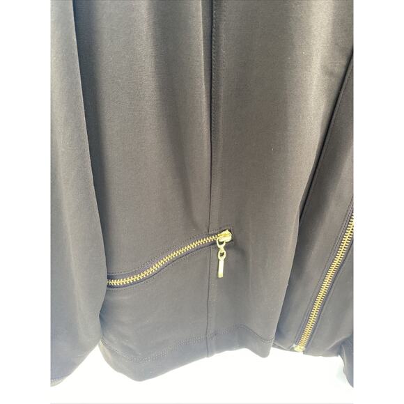 Chicos 3 Jacket Womens XL Maroon Faux Suede Gold Zip Up Pockets Collarless Coat - Picture 3 of 6